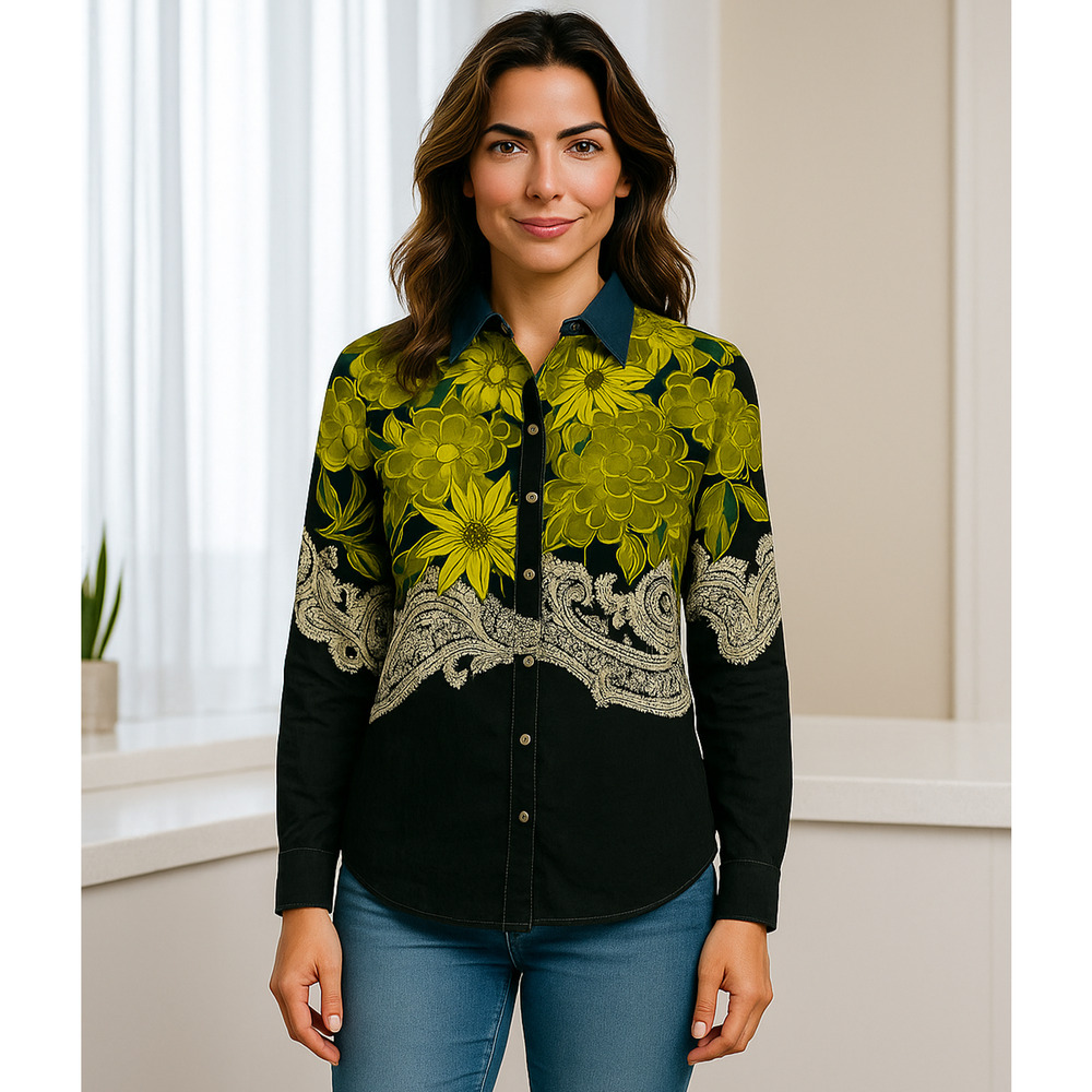 Etro Womens Shirt Boho Floral Paisley Italy Quiet Luxury Rare Artsy Sz 40